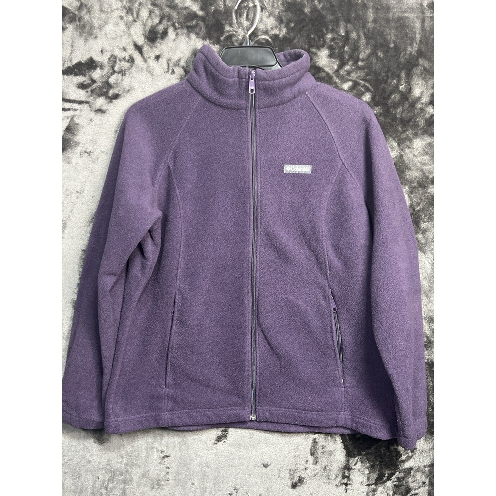 Columbia Women's Size 1X Purple Fleece Jacket Full Zip Outdoor Hiking Royal Plum